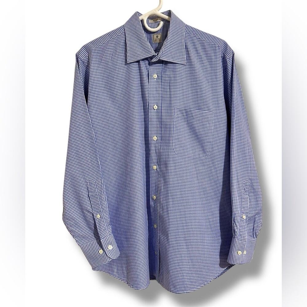 Peter Millar blue and white Checkered button down Dress Shirt 16r